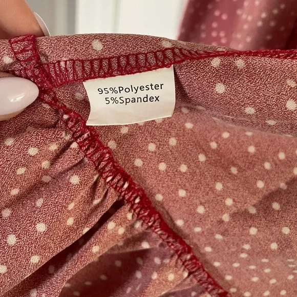 Red Polka Dot Wrap Dress, Size Small - Picture 9 of 9